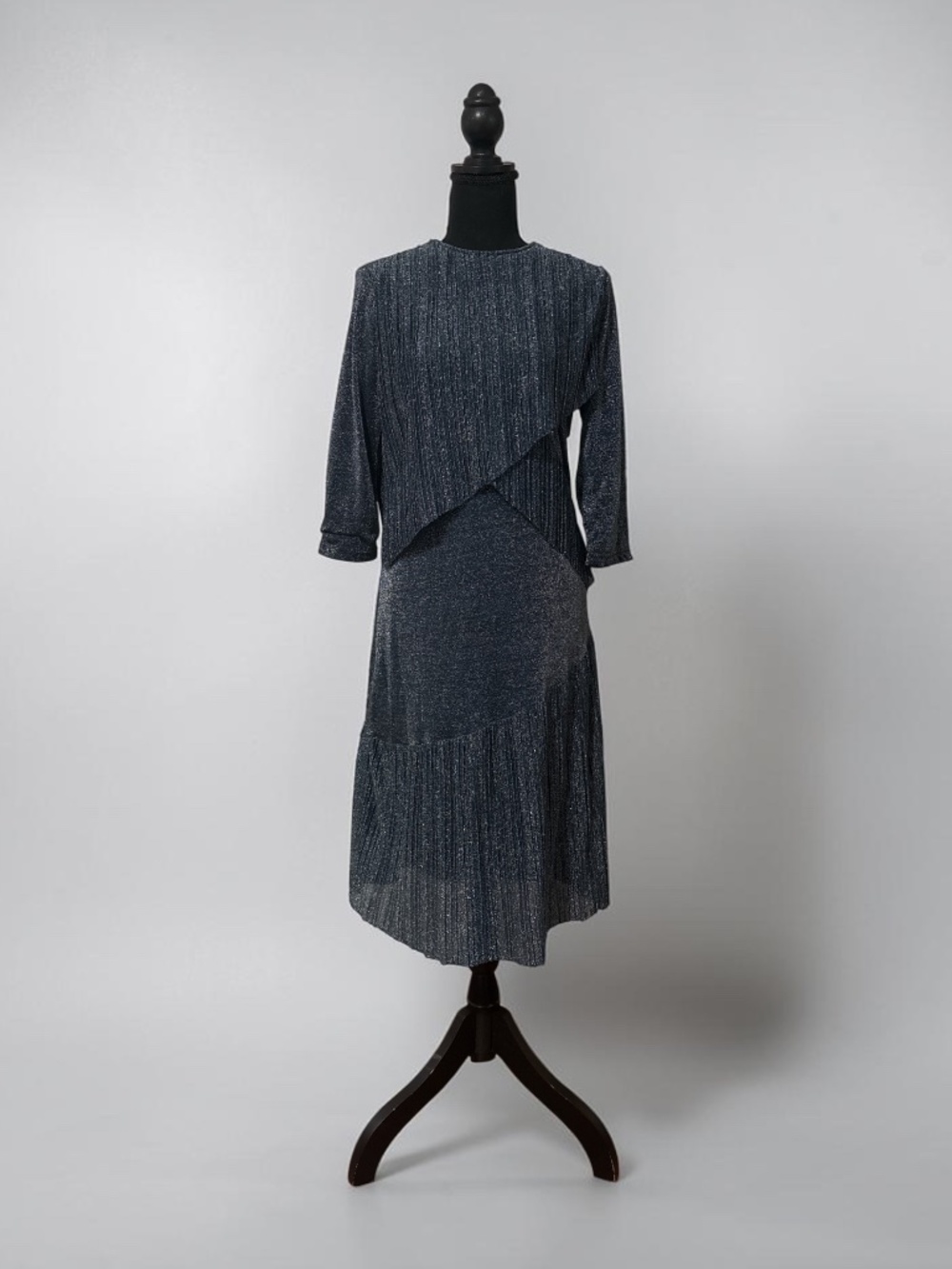 Harper Blue Metallic Layers Dress